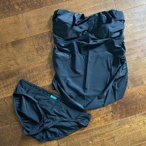 🎉Host Pick🎉 Motherhood Maternity Beach Bump Black Tankini Swimsuit- sz S/M